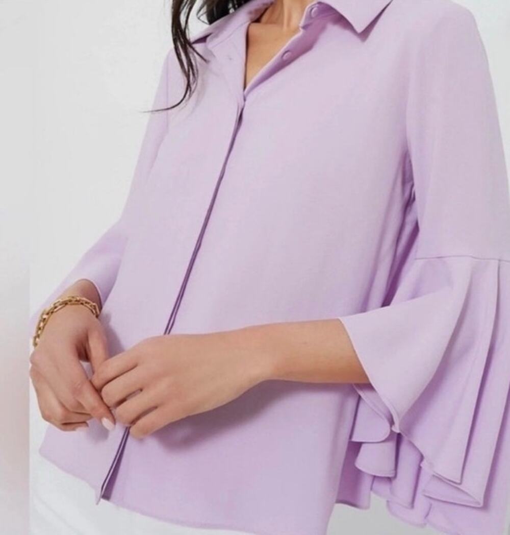 Tuckernuck Norah Lilac Bell Sleeve Button Up Blouse Top Purple Size XXXL 3X